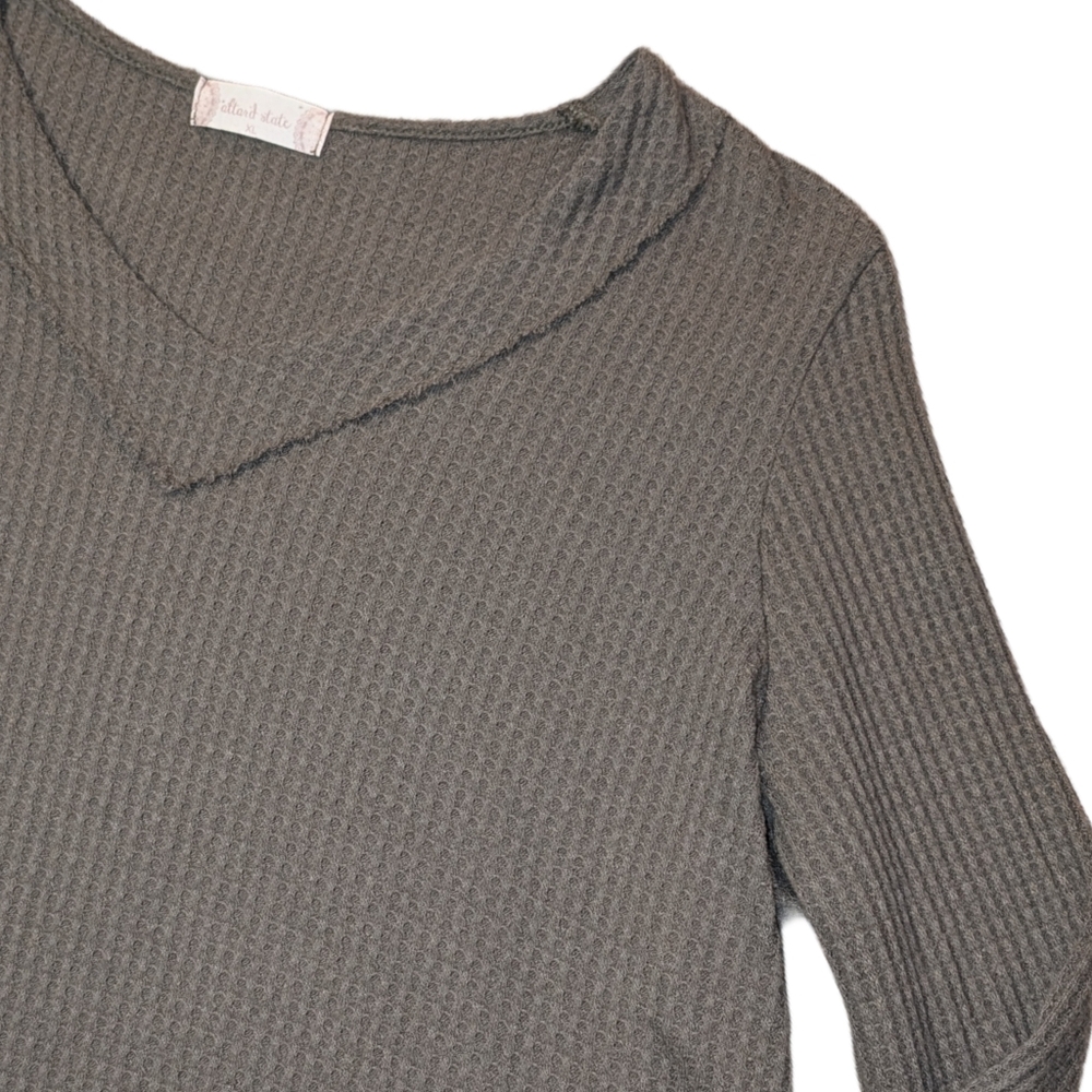 Altar'd State V-Neck Waffle Knit  Thermal Long Sleeve Top, Size XL - Picture 2 of 8